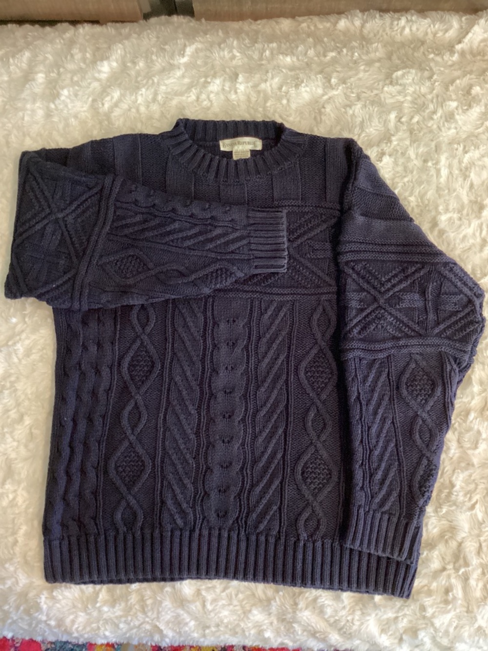 VINTAGE Banana Republic Men’s Cable Knit Sweater, Navy Blue, Size S